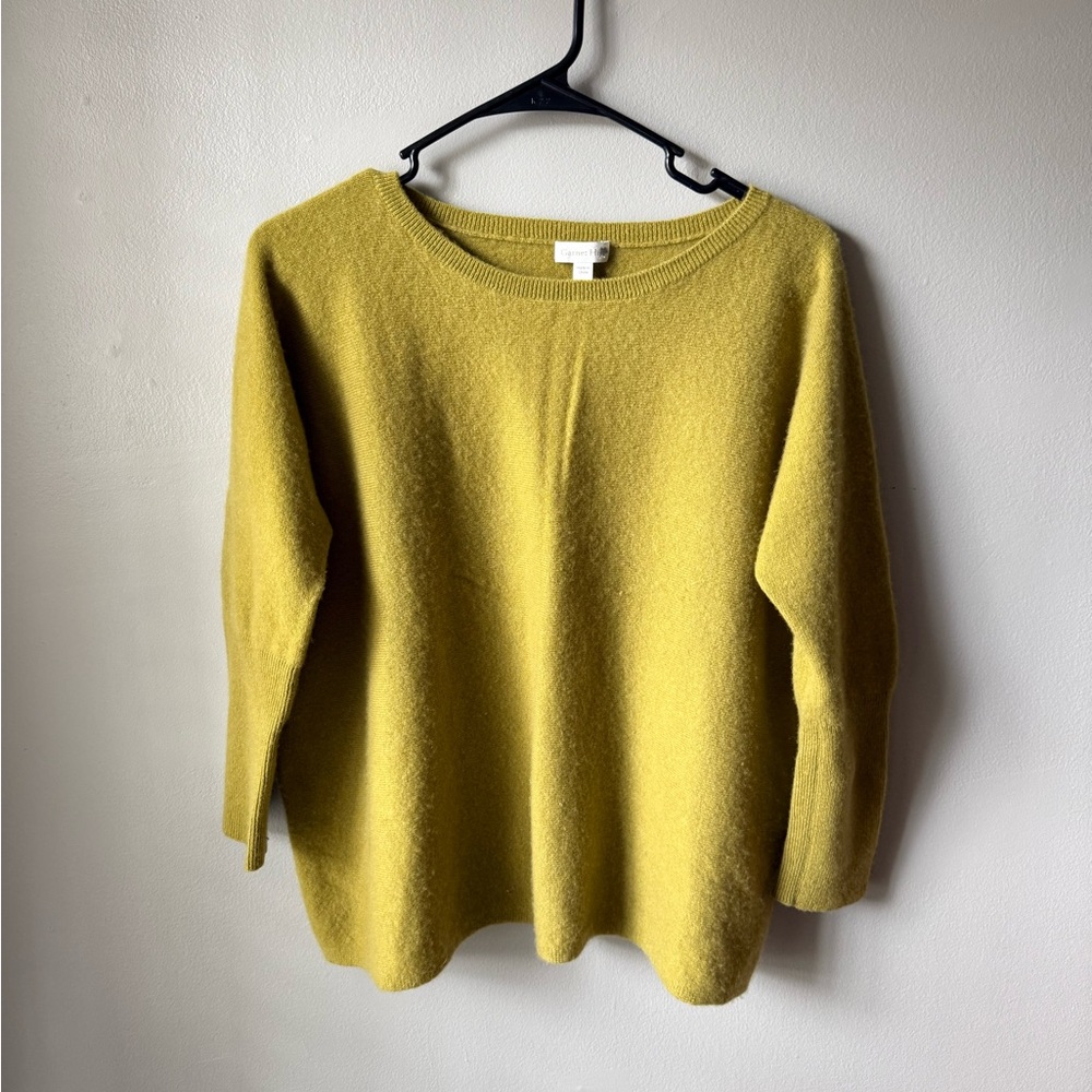 Garnet Hill Chartreuse 100% Cashmere Sweater – Women’s Large